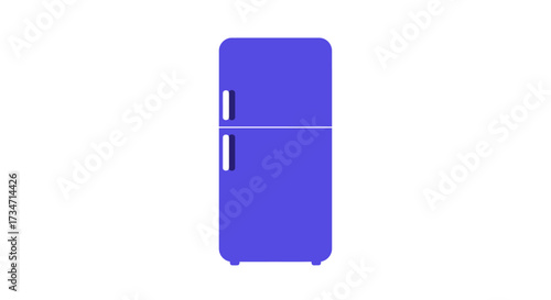 Retro two door purple refrigerator appliance simple graphic design icon Flat design vector illustration white background.