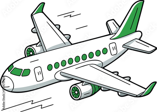 Isometric Commercial Airplane – Vector for Travel, Aviation, and Global Business Logistics isolated On Transparent Background