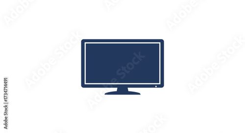 Modern computer monitor display screen showing dark blue screen on stand technology Flat design vector illustration white background.