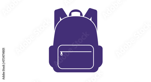 Simple and modern purple backpack icon for school and travel a versatile graphic element Flat design vector illustration white background.