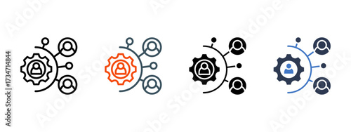 Coordination Work multiple icon style vector illustration