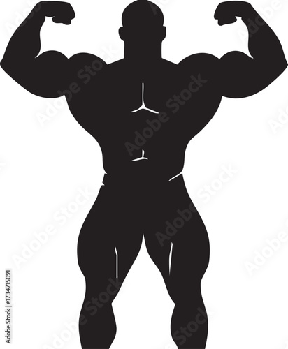 Front Double Biceps silhouette Vectors
