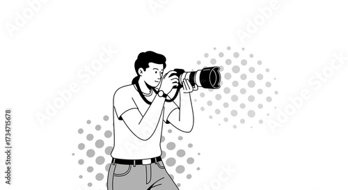 Illustrative image of a photographer taking a picture using a professional camera in a studio
