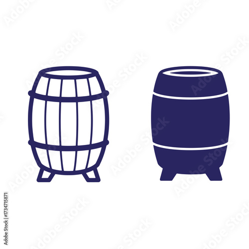 Simple vector illustration of two wine barrels isolated on a white background for concepts
