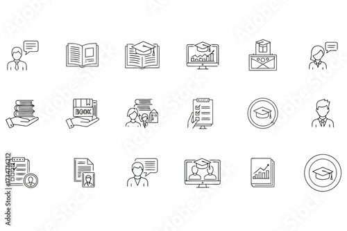 Vector art of online education vector icon illustration symbol of learning, knowledge, and skill development, perfect for elearning platforms and courses