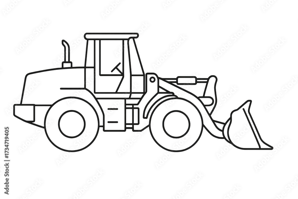 Naklejka premium Construction wheel loader outline isolated on transparent background vector.
