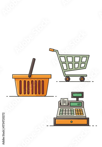Flat Vector Icons of Shopping and Retail Elements