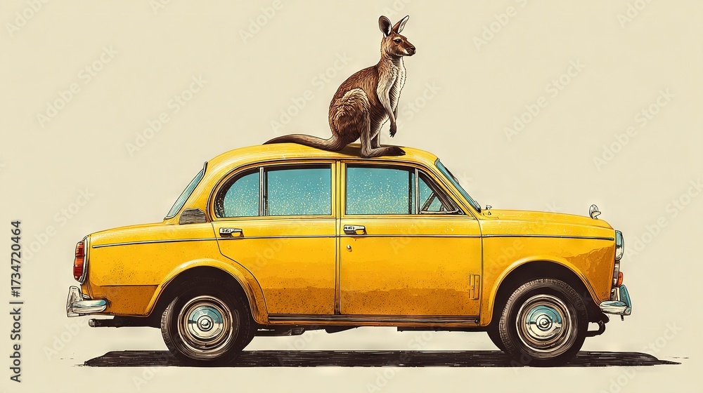 Obraz premium Kangaroos on car