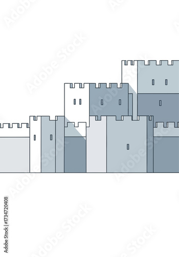Minimal Flat Design Vector Illustration of Castle Walls