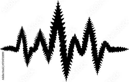Echoes of Nature A Unique Pine Tree Silhouette Forming a Sound Wave Motif