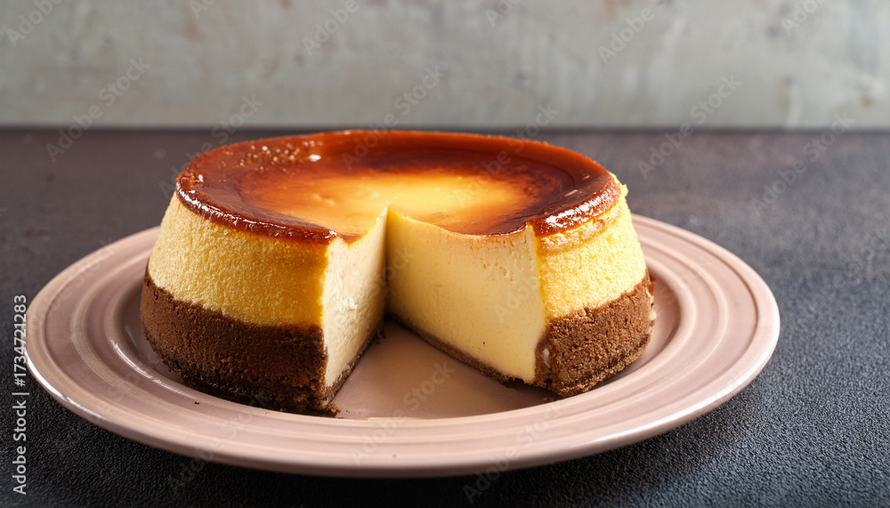 Naklejka premium San Sebastian Cheesecake Traditional Spanish Dessert