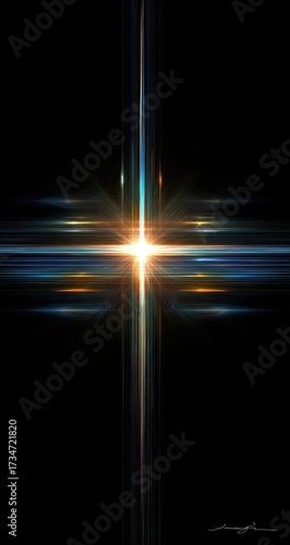 Abstract cross, radiating light