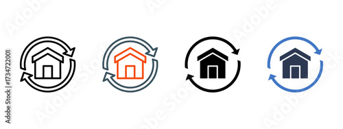 Property Redevelopment multiple icon style vector illustration