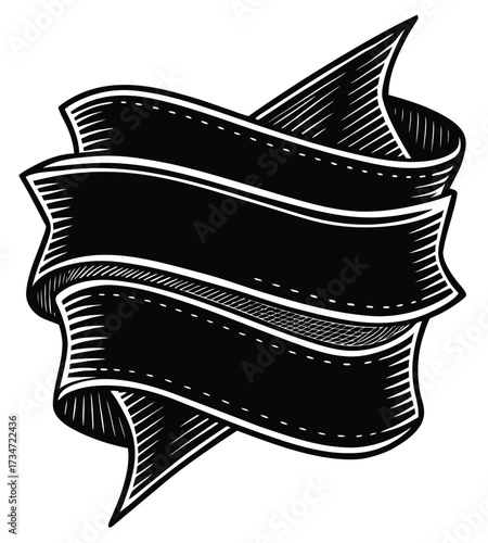 Fotografi Vector illustration sketch of a black and white pirate ship icon with sail and f