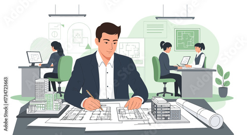 Architectural Team at Work: Designing and Planning Buildings with Precision and Collaboration