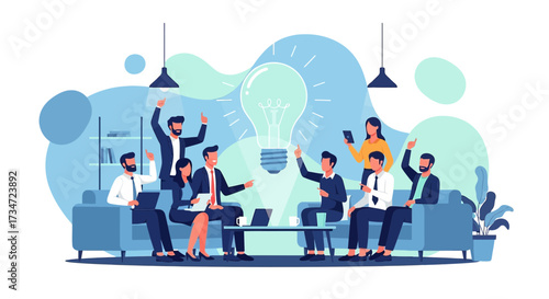 Brainstorming session with business people creating innovative ideas and solutions for company