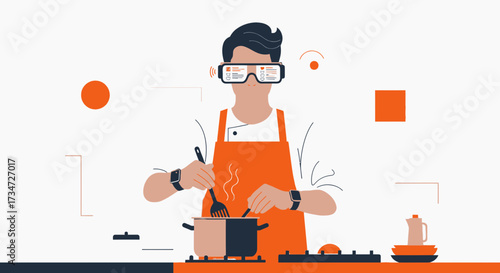 Future of cooking demonstration with augmented reality and technology concept design