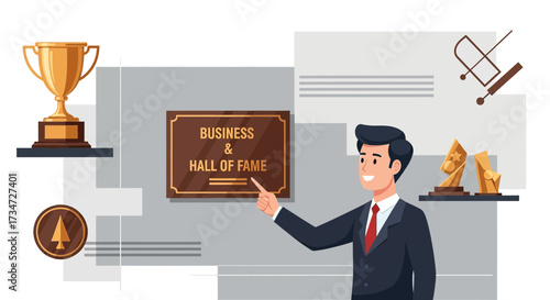 Hall of Fame announcement in the business world with presentation by professional man