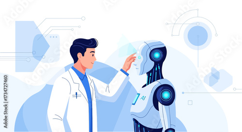 Human Doctor Interacting with an Advanced Robot Technology in a Healthcare Setting