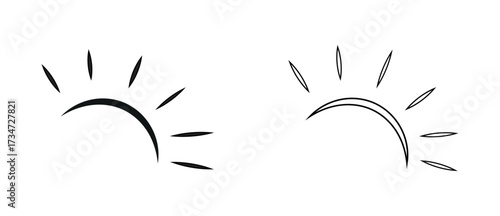 A half sun is setting downwards icon set. sunset concept for logo, social media, website, graphic work, apps, ui. png and vector illustration on transparent background