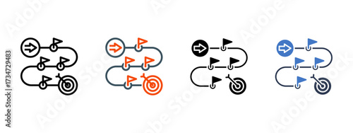 Product Roadmap multiple icon style vector illustration