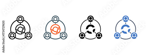 Stakeholder Management multiple icon style vector illustration