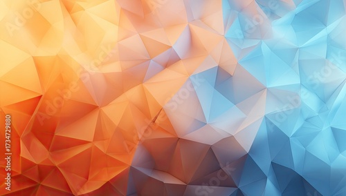 Abstract polygonal texture, orange and blue gradient