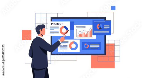 Professional presentation of a project report using data visualization techniques and charts