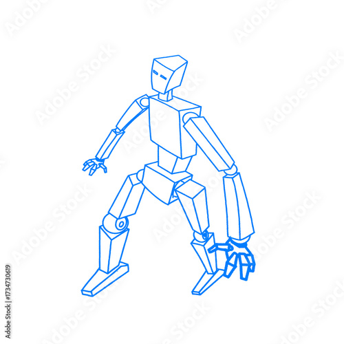 the blue line forms a walking robot