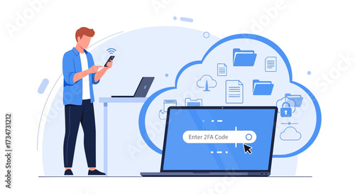Two-Factor Authentication Illustration: Secure Cloud Data Access on Laptop and Mobile Phone