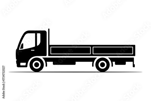 Small truck icon. Black silhouette. Side view. Vector simple flat graphic illustration. Isolated object on a white background.