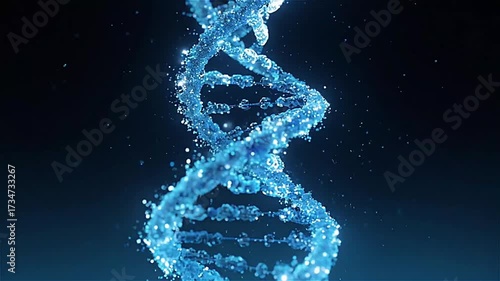 Glowing dna double helix molecule model animation