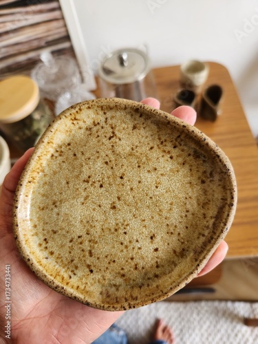 Minimalist organic ceramic tableware for the kitchen