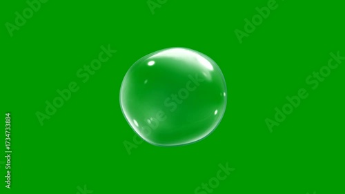 Realistic transparent water bubble waving animation on a green screen background. Perfect for video editing, underwater projects, nature intros, and motion graphic overlays.