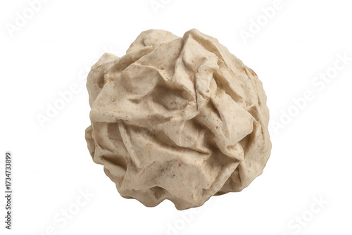 Crumpled paper ball creating abstract texture, representing ideas, waste, mistake, problem, or recycling concept
