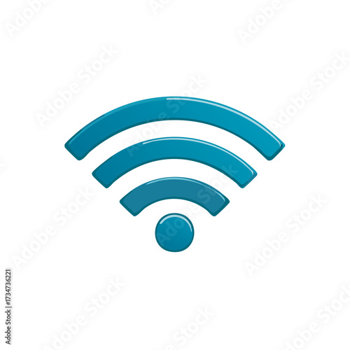 Blue Wi-Fi symbol wireless connection signal on white backdrop