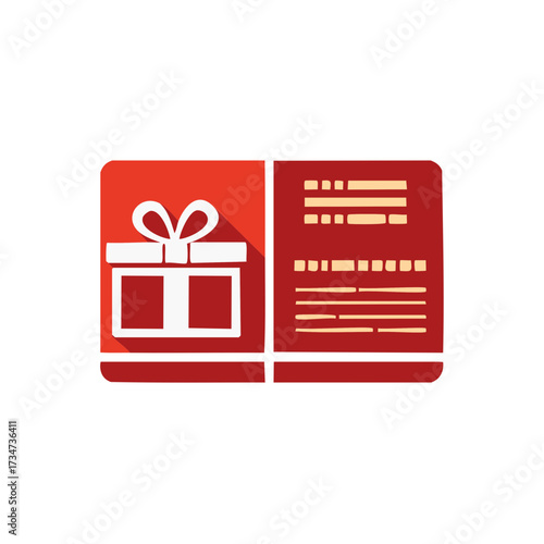 Red gift box voucher with detailed coupon information illustration