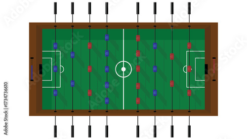 An illustration of a foosball table. from above