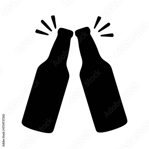 Vector art of two beer bottles clinking together in celebration, symbolizes friendship, party, and good times with friends