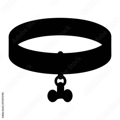 Vector art of silhouette of a black dog collar with a clover pendant, perfect for pet accessory and animal care designs