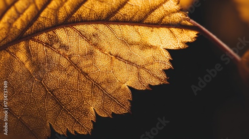   Close-up of a yellow leaf's veins and leaf tip