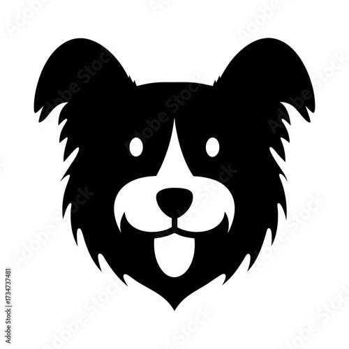 Vector art of border collie head, a charming and intelligent breed known for its herding skills and playful nature, vector illustration