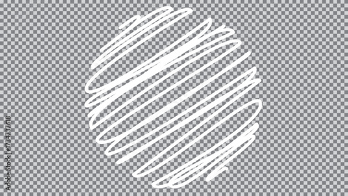 White Scribbled Circle On A Transparent Grid Creating A Hand Drawn Chaotic Effect