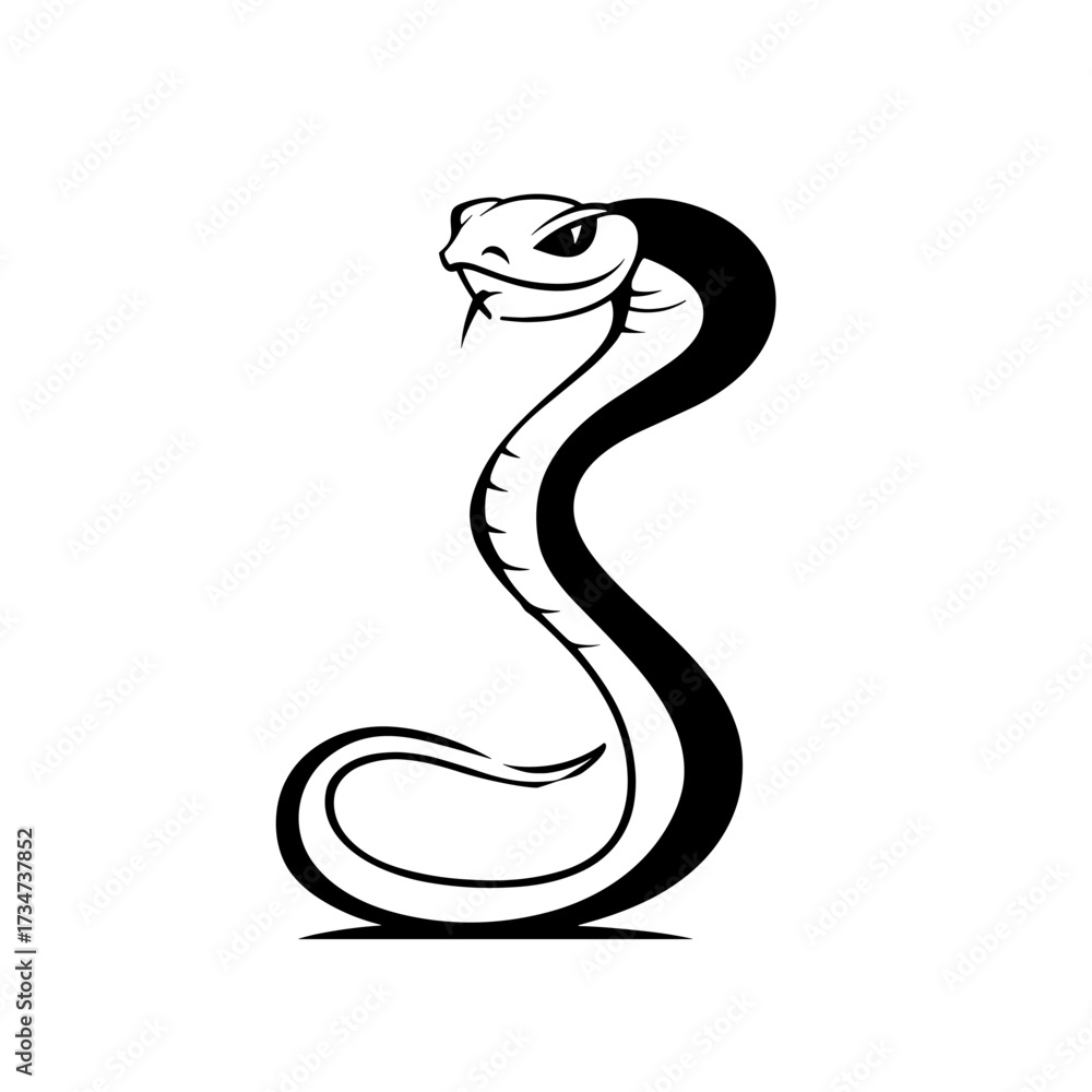 Fototapeta premium Viper. Viper simple black and white line art vector logo