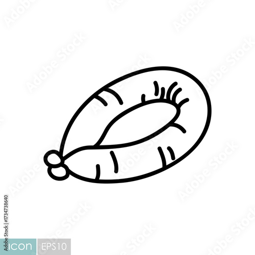 Smoked Ring Sausage Outline Vector Icon