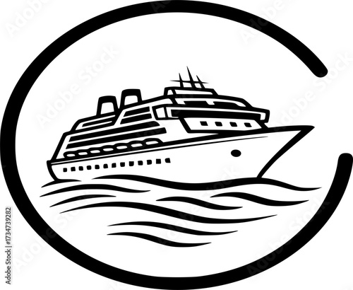 Ship location icon vector. Cruise ship in sea ocean symbol illustration