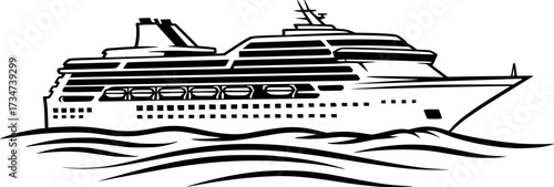 Ship location icon vector. Cruise ship in sea ocean symbol illustration