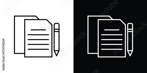Wills and trusts icon in black and white linear versions