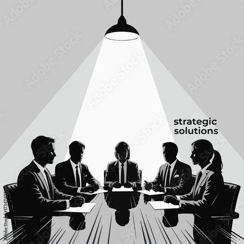 Business Conference or Meeting Silhouette Vector Illustration