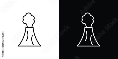 Volcano icon in black and white linear versions